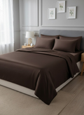 T300 Satin Bed Set Brown