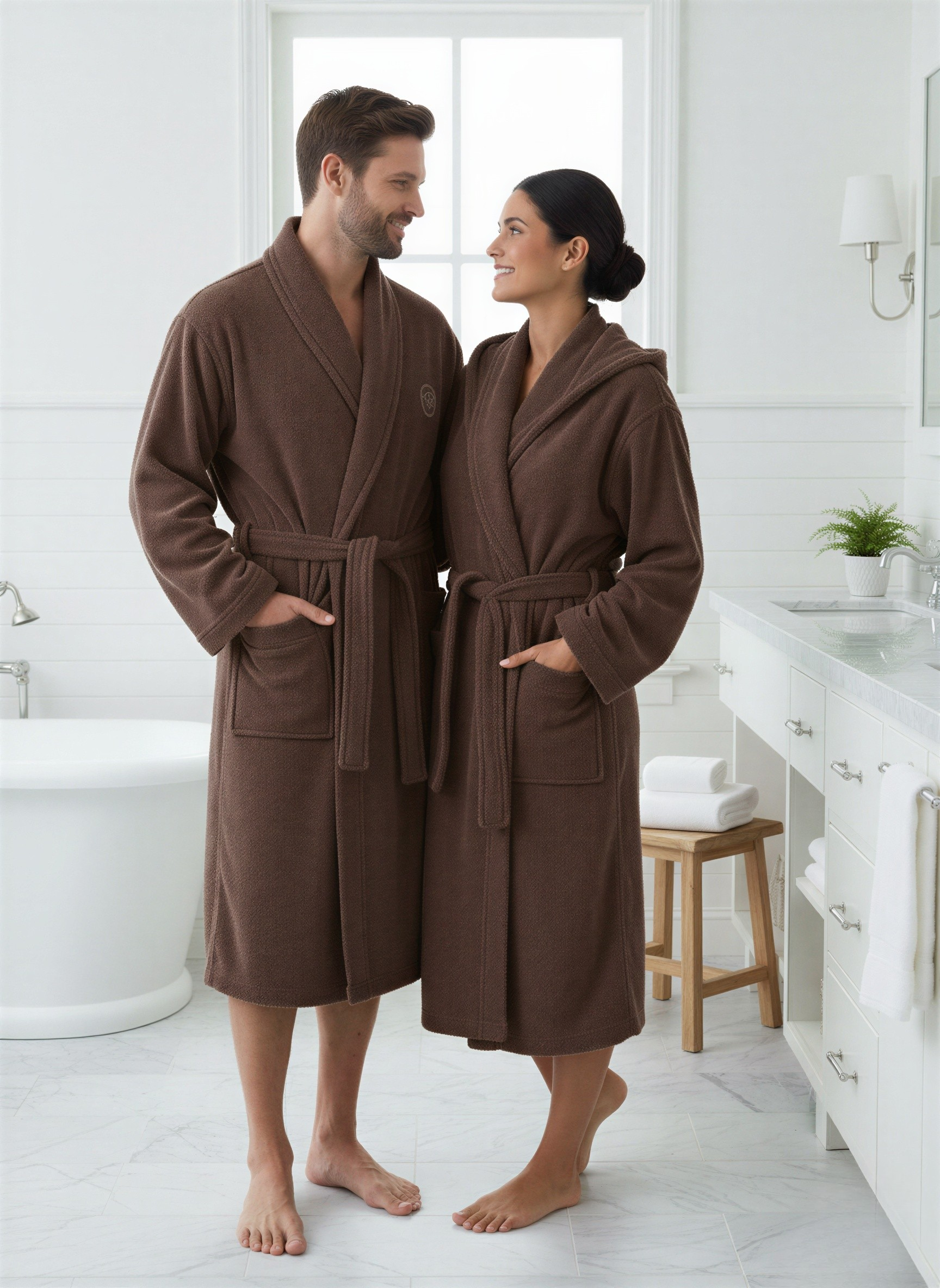 Luxe Egyptian Velour Bathrobe Brown