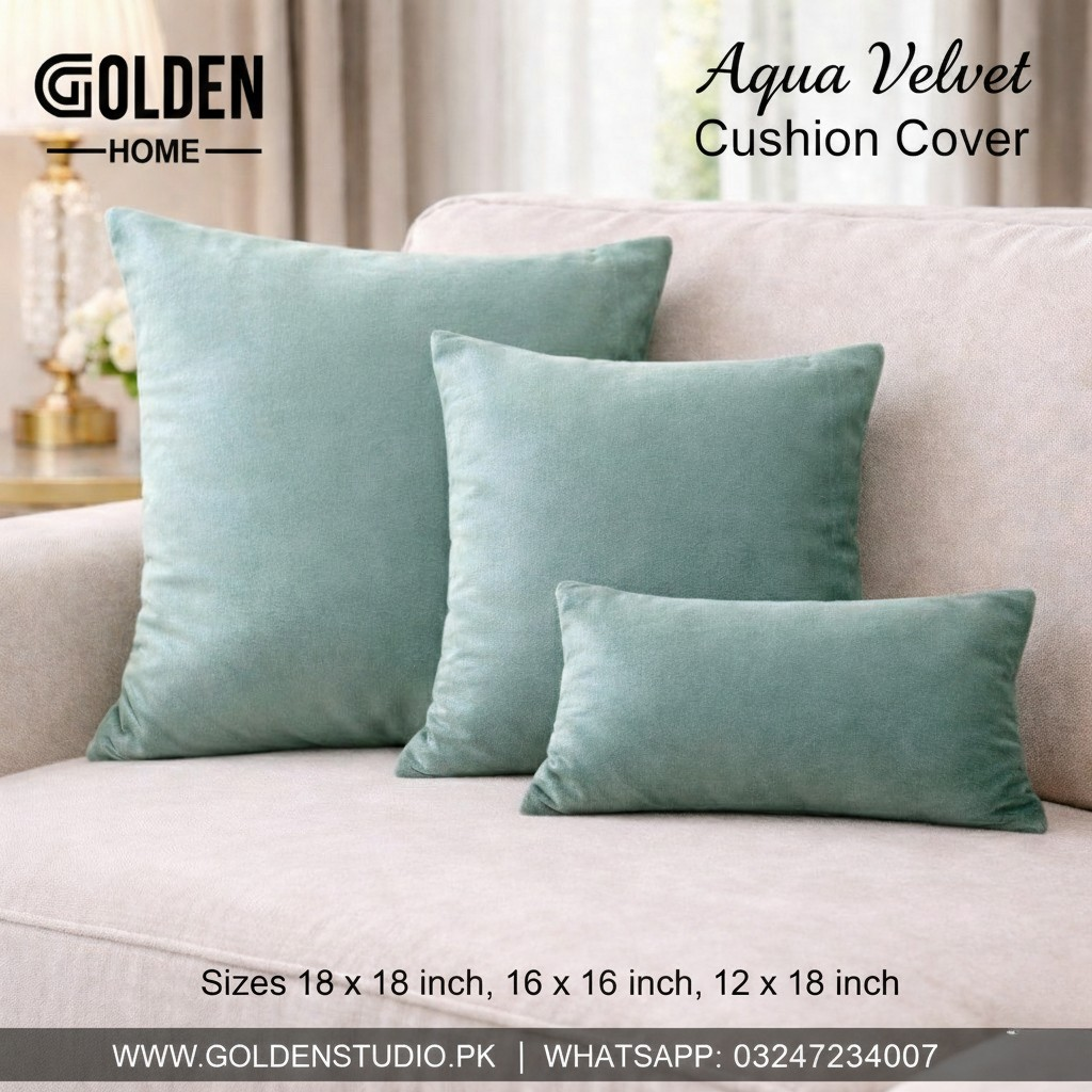 Velvet Cushion Cover Aqua Green 1pc