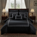 Baratta Stitch Bed Set Box Design T300 Satin Black
