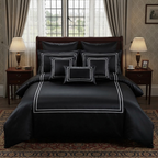 Baratta Stitch Bed Set Box Design T300 Satin Black