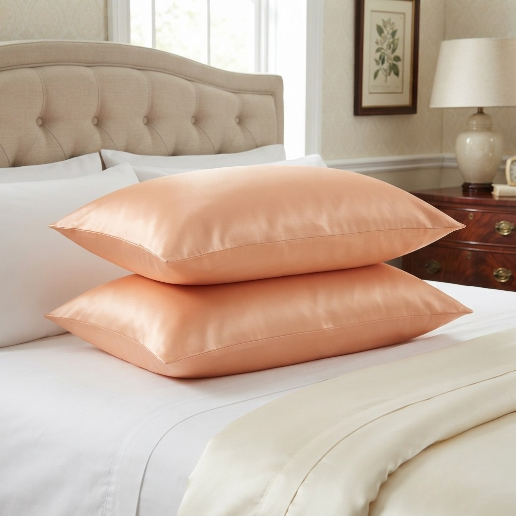Silk Pillow Covers Pack of 2 Peach
