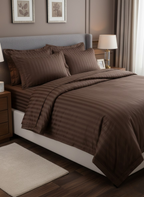 T300 Stripe Bed Set Brown