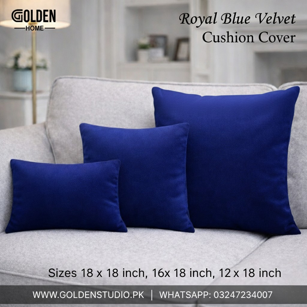 Velvet Cushion Cover Royal Blue 1pc
