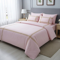 Baratta Stitch Bed Set Crossed Design T200 Percale Pink