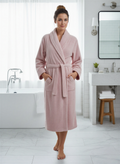 Luxe Combed Cotton Terry Bathrobe Pink