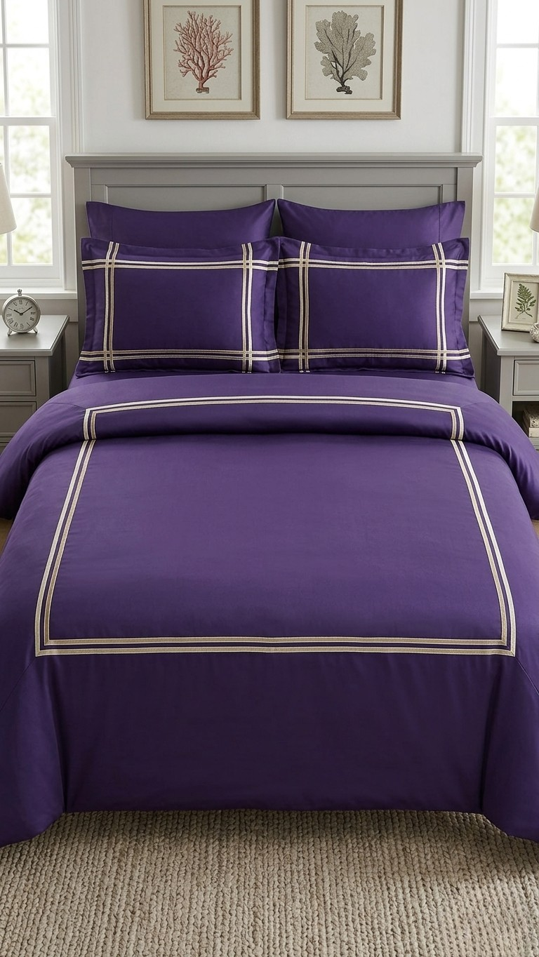 Baratta Stitch Bed Set Box Design T300 Satin Indigo