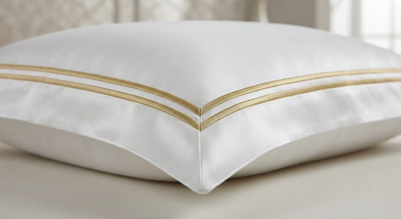 Baratta Stitch Bed Set Box Design T400 Satin White/Golden