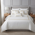 Baratta Stitch Bed Set Box Design T400 Satin White/Golden