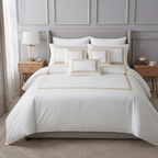 Baratta Stitch Bed Set Box Design T400 Satin White/Golden